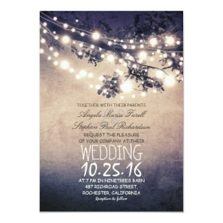 Rustic Tree Branches Amp String Lights Wedding Card Rustic Tree Branches Amp String Lights Wedding Card