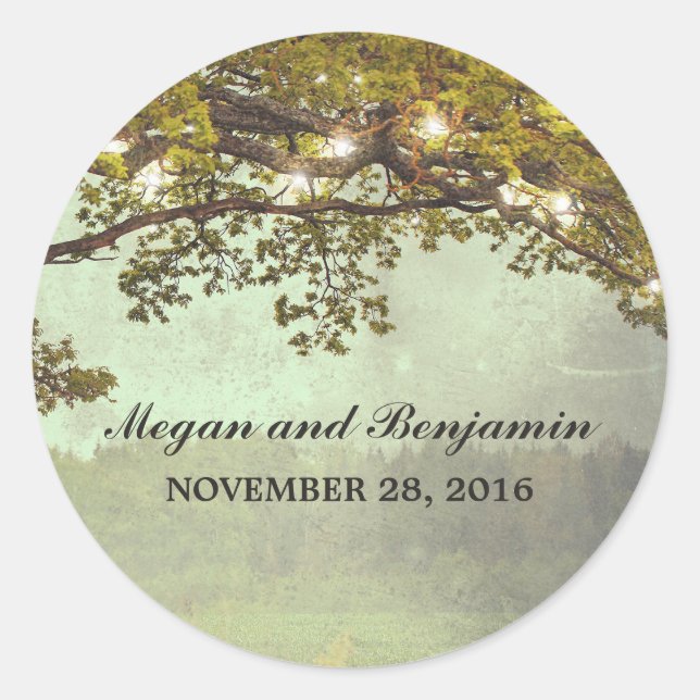 Rustic Tree Branches Wedding Classic Round Sticker (Front)