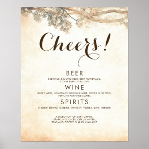 Rustic Tree Branches Wedding Drinks Bar Poster