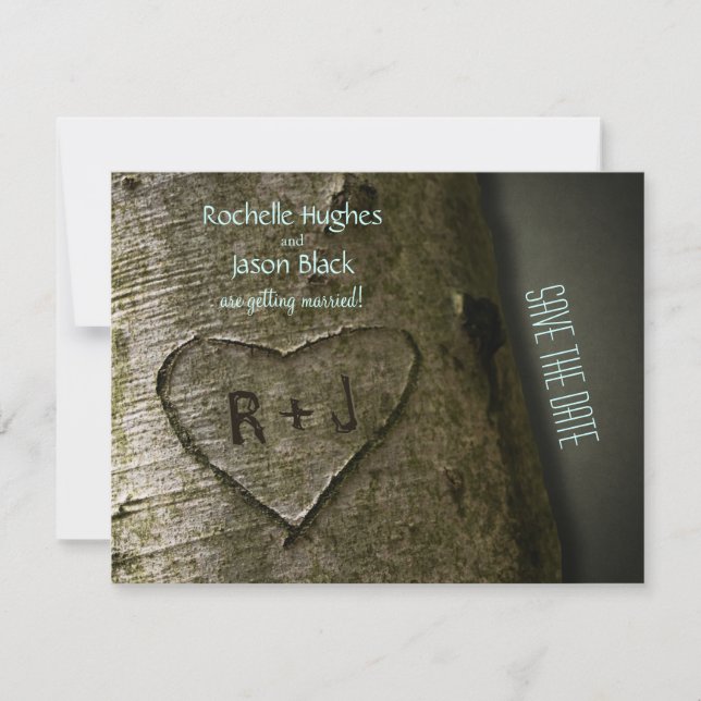 Rustic Tree Carve -- Save the Date Invitation (Front)
