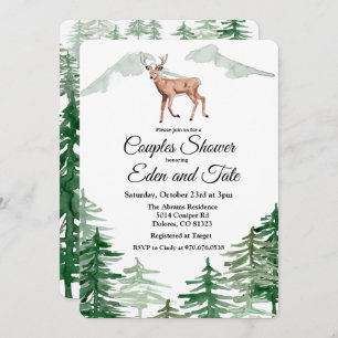 Rustic Tree Deer Couples Shower Invitation