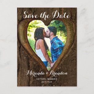 Rustic Tree Heart Photo Save the Date Wedding Postcard