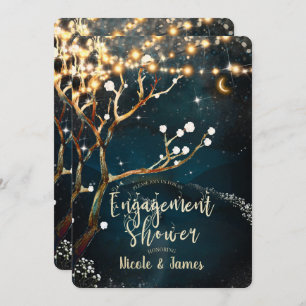 Rustic Tree Lights Starry Night Engagement Shower Invitation