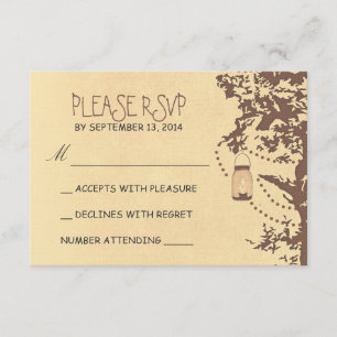 Rustic tree & mason jars wedding rsvp card
