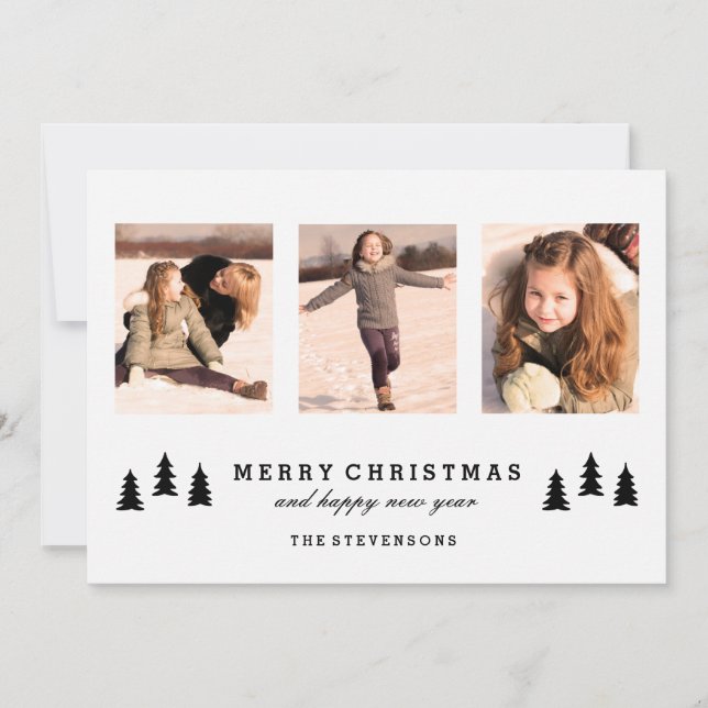 Rustic Tree | Modern Holiday Photo Card (Front)