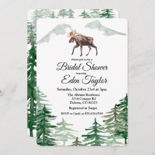 Rustic Tree Moose Bridal Shower Invitation