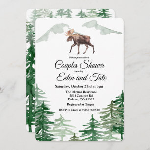 Rustic Tree Moose Couples Shower Invitation