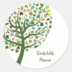 Rustic Tree of Life Teen Goddaughter Personalised Classic Round Sticker