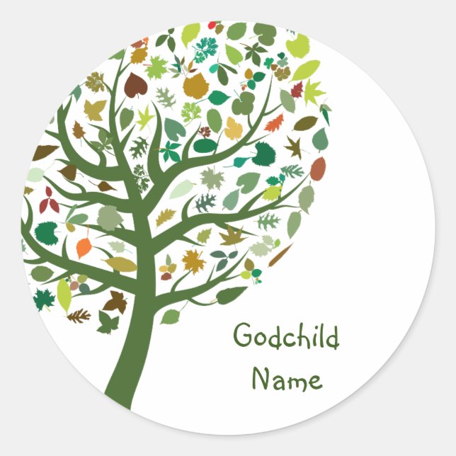 Rustic Tree of Life Teen Goddaughter Personalised Classic Round Sticker (Front)