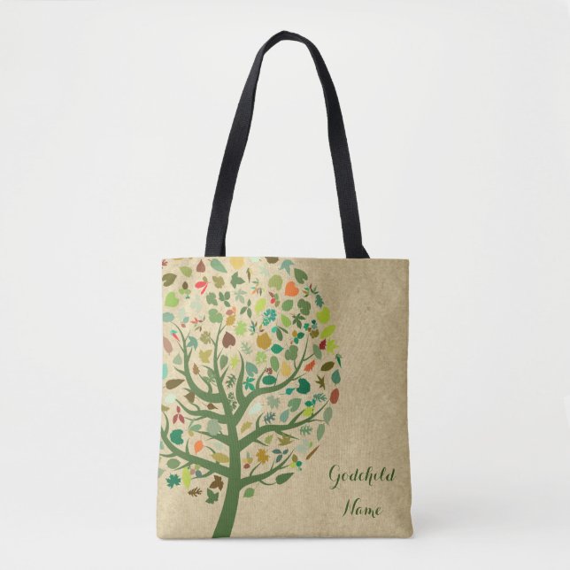 Rustic Tree of Life Teen Goddaughter Personalised Tote Bag (Front)