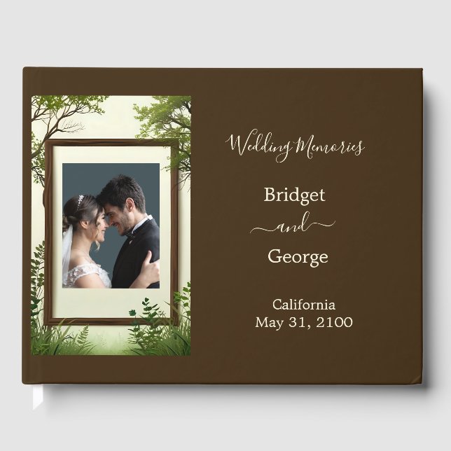 rustic tree photo frame wedding guest book (Front)