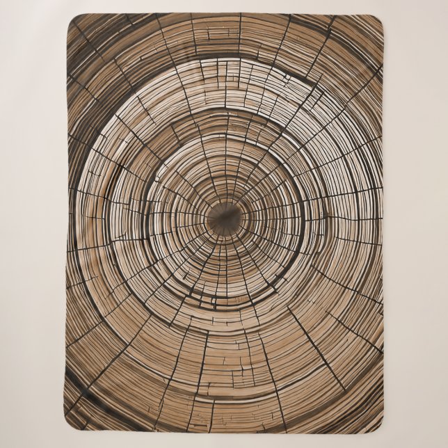 Rustic Tree Ring Design Blanket for Cosy Evenings (Front)