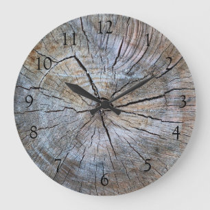 Rustic tree-ring distressed wood grain rustic tree large clock