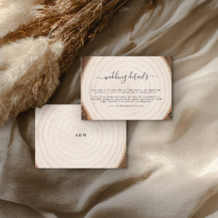Rustic Tree Ring Wood Grain Wedding Details Enclosure Card