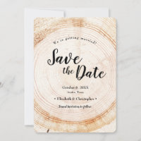 Rustic Tree Rings Wedding Save the date photo