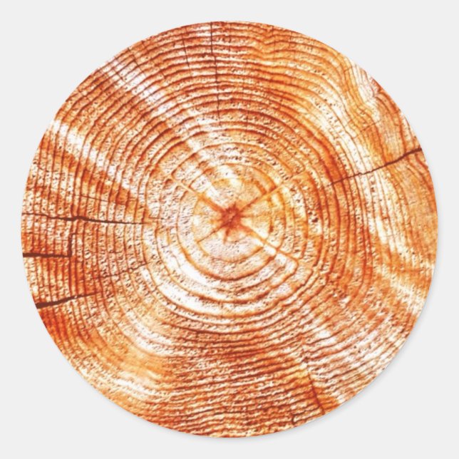 Rustic Tree Rings Wood Design Gifts Classic Round Sticker (Front)