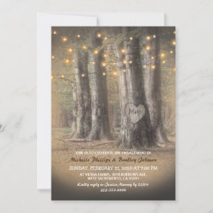 Rustic Tree & String Lights Engagement Party Invitation