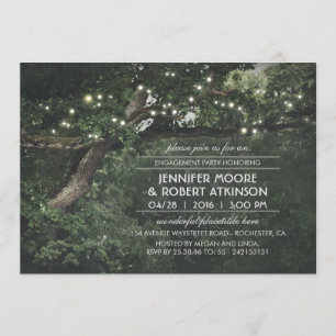 Rustic Tree String Lights Forest Engagement Party Invitation