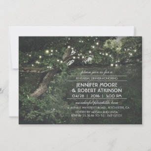 Rustic Tree String Lights Forest Rehearsal Dinner Invitation