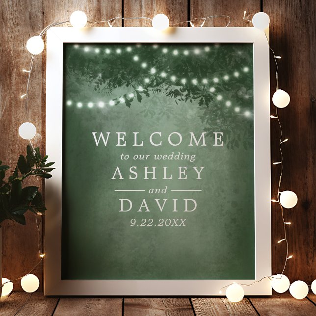 Rustic Tree String Of Lights Wedding Welcome Poster (Creator Uploaded)
