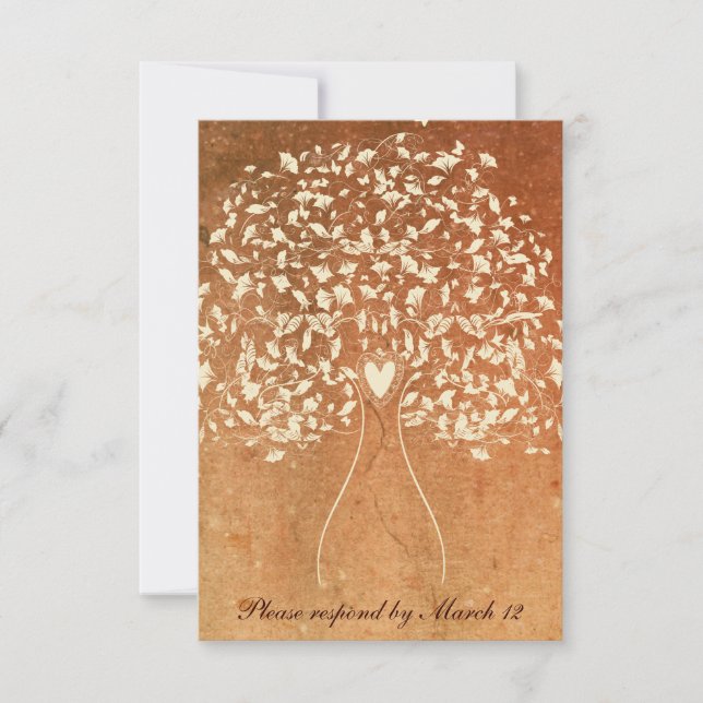 Rustic Tree Warm Red rsvp with envelopes (Front)