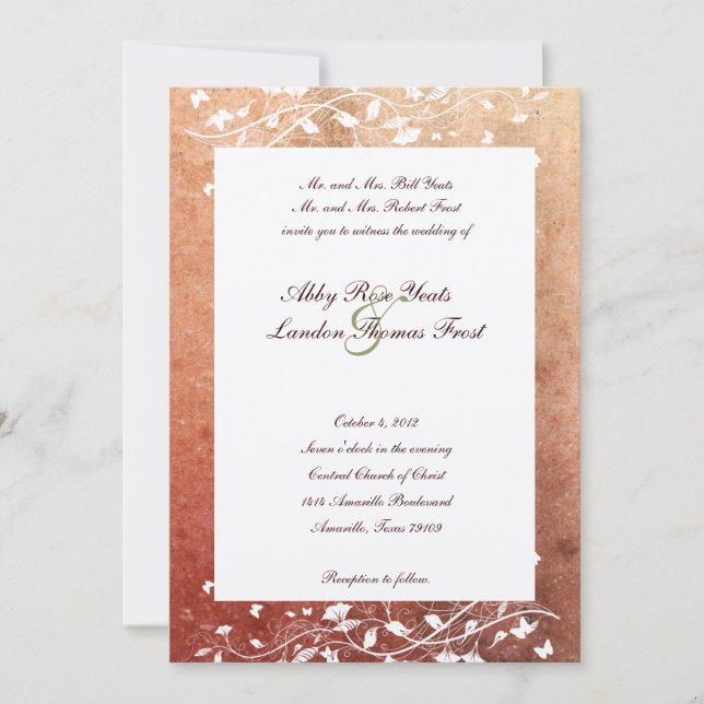 Rustic Tree Warm Red Wedding Invitation (Front)