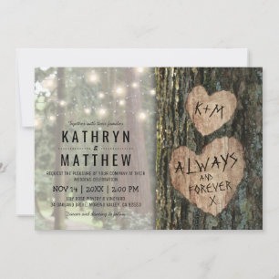 Rustic Tree Wedding   Country Twinkle Lights Invitation