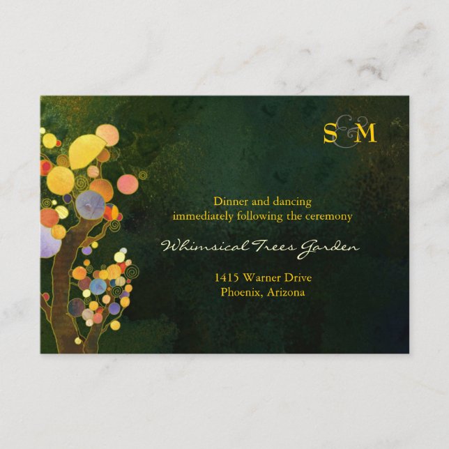 Rustic Tree Wedding Reception Enclosure Card (Front)
