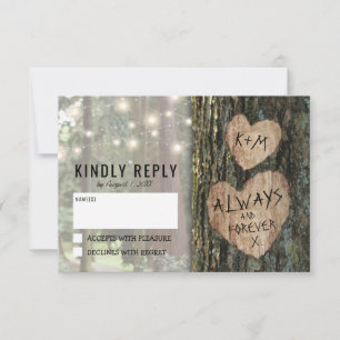 Rustic Tree Wedding RSVP   Country Twinkle Lights Card