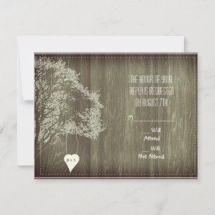 Rustic Tree With Heart Wedding R.S.V.P. Invitation