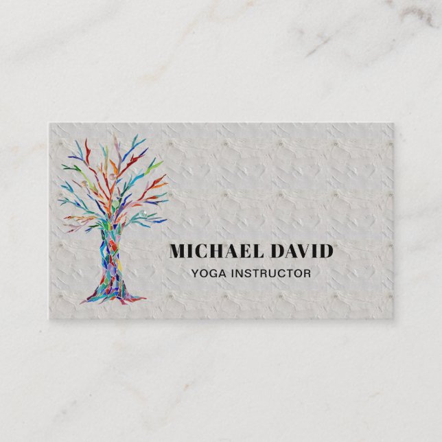 Rustic Tree Yoga Instructor Business Card (Front)