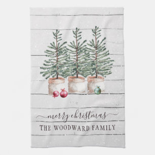 Rustic Trees Christmas Kitchen Towels
