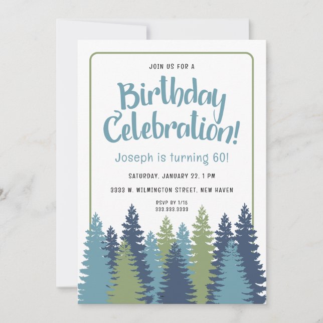 Rustic Trees Nature Theme Birthday Invitation (Front)