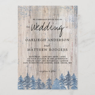 Rustic Trees Snowy Winter Forest Wedding Invitation