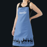 Rustic trendy chickens on blue monogram name apron<br><div class="desc">Modern rustic trendy chickens on blue monogram name Apron.
Add your own name to personalize.</div>