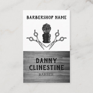 Rustic Trendy Modern Barber Scissors Barbershop Business Card