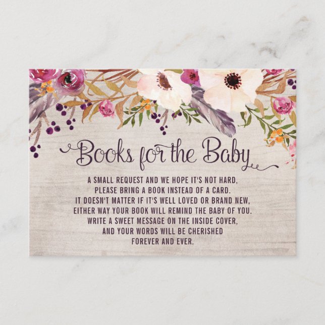 Rustic Tribal Floral Books for Baby Insert Card (Front)