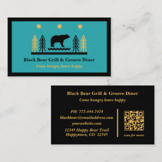 Rustic Tribal Southwestern Black Bear Restaurant  Business Card