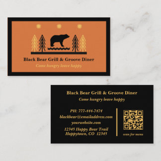 Rustic Tribal Southwestern Black Bear Restaurant  Business Card