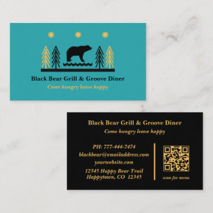 Rustic Tribal Southwestern Black Bear Restaurant  Business Card