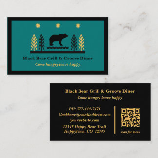 Rustic Tribal Southwestern Black Bear Restaurant  Business Card