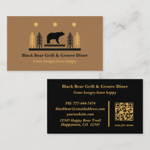Rustic Tribal Southwestern Black Bear Restaurant Business Card
