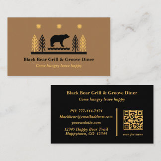 Rustic Tribal Southwestern Black Bear Restaurant  Business Card