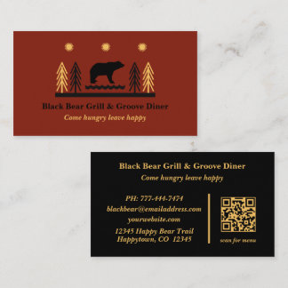 Rustic Tribal Southwestern Black Bear Restaurant Business Card