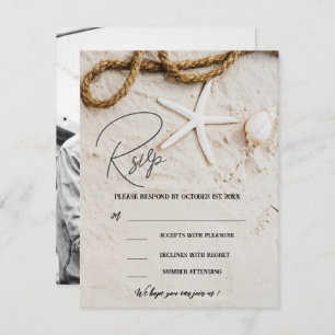 Rustic Tropical Beach Coastal Photo Wedding  RSVP Card
