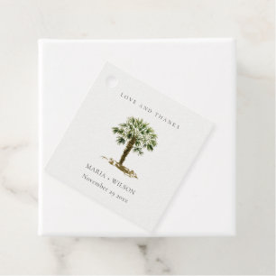Rustic Tropical Beach Palm Tree Wedding Thanks Favour Tags