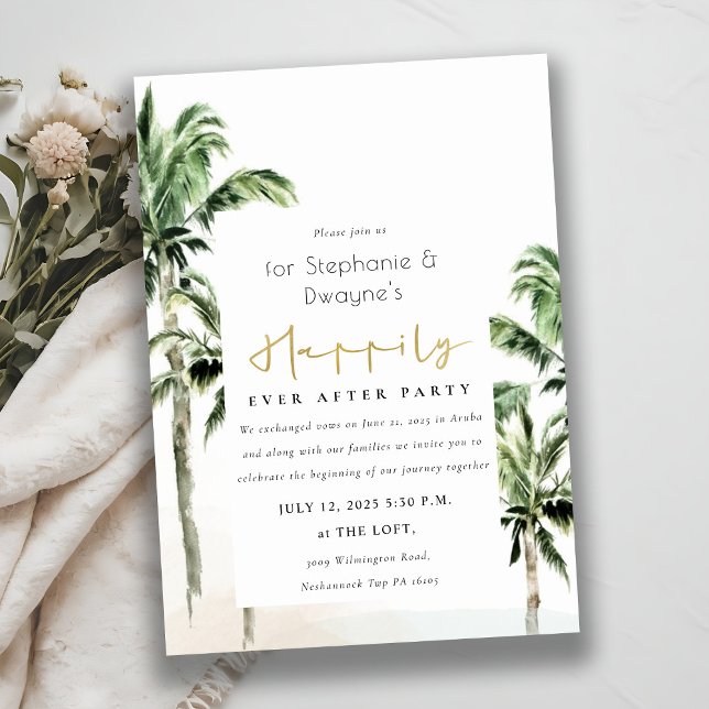 Rustic Tropical Beach Palm Trees Wedding Invitation (Creator Uploaded)