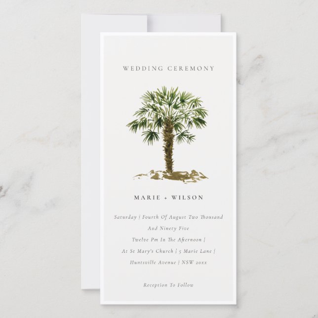 Rustic Tropical Beach Palm Trees Wedding Invite (Front)
