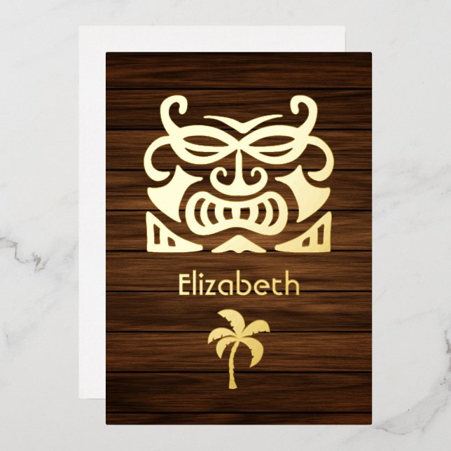 Rustic Tropical Bridal Shower Foil Invitation (Front/Back)