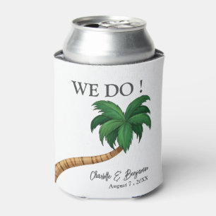 Rustic Tropical Destination Beach  Wedding Can Cooler